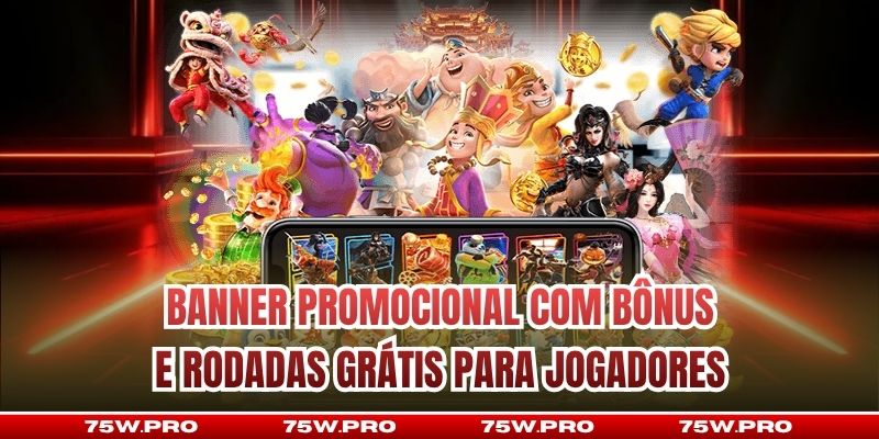 Banner promocional com bônus e rodadas grátis para jogadores