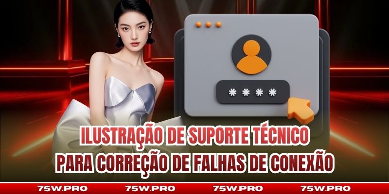 Ilustração de suporte técnico para correção de falhas de conexão