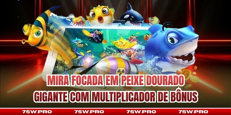 Mira focada em peixe dourado gigante com multiplicador de bônus